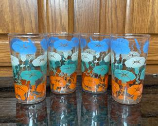 Anchor Hocking floral drinking glasses Vtg