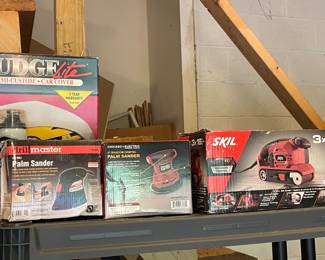 Skil belt sander, Chicago palm sander, car cover 