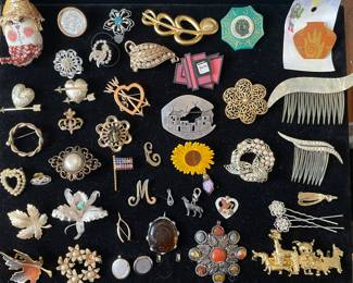 Vintage to modern brooches, pendants and hair accessories 