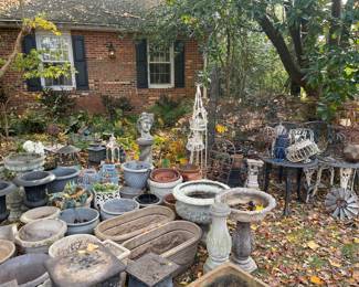 Planters. Bird baths, tables, chairs and much more 