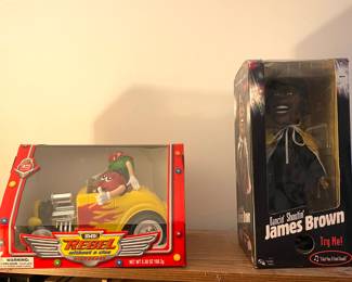 Dancin' Shoutin' James Brown" animated figure, M&M's Hot Rod candy dispenser