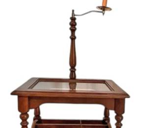 Wooden Magazine Side Table Lamp