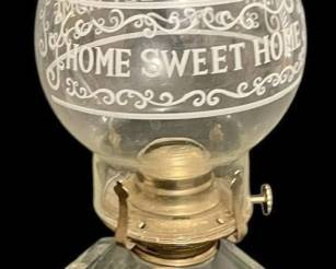 Home Sweet Home Glass Hurricane Oil Lamp