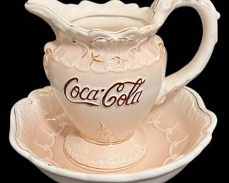 CocaCola Pink Victorian Pitcher Bowl Set