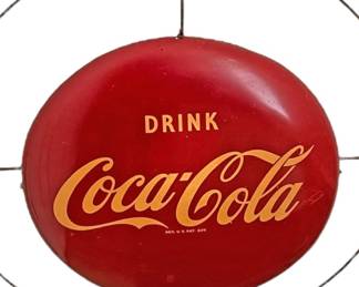 Vintage CocaCola Button Sign with Hanger