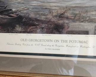 framed, signed Paul McGehee "Old Georgetown on the Potomac" serigraph- ARTIST'S PROOF