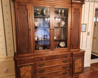 Breakfront by Thomasville, circa 1959. Upper, outer doors have removable wood panels which would leave just exposed wire mesh