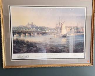framed, signed Paul McGehee "Old Georgetown on the Potomac" serigraph- ARTIST'S PROOF