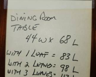 Lexington dining table dimensions