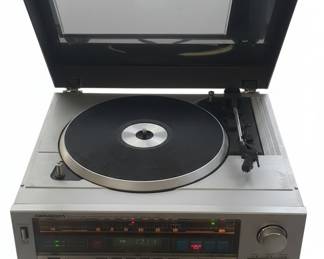Vintage Sound Design Stereo Receiver, Dual Cassette Deck, and Turntable