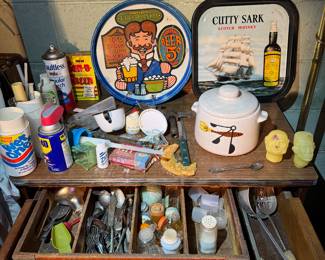 Basement. Down the stairs to the left.