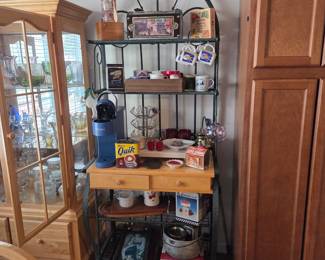 Pine & Wrought Iron Bakers Rack - $ 150