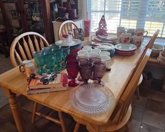 Solid Pine Kitchen Table with 4 chairs and Bench - $400