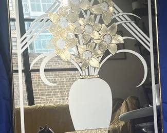 $50–signed mirror with vase and flowers