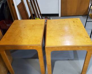 $150 – pair of vintage burlwood end tables