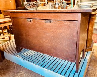 Antique 3 section tin-lined grain/feed bin...