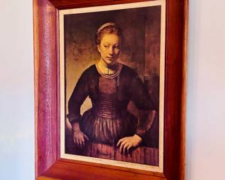 1960's framed repro of Rembrandt's "Young woman at an open half door"...