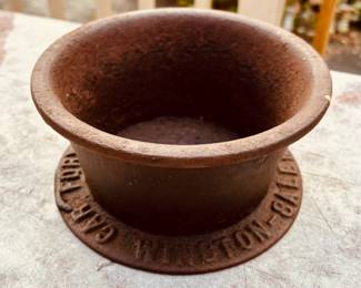 Carolina Foundry and Machine Co. Winston-Salem, NC...antique cast iron spittoon/cuspidor base from the work floor of RJ Reynolds Tobacco Co.