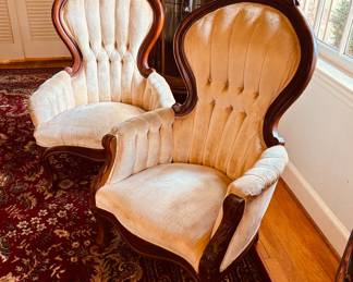 Pair of vintage Victorian style armchairs...