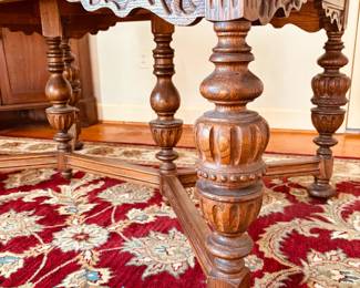 Renaissance Revival style extension table with 6 matching side chairs (detail)...