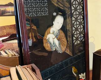 Vintage Chinese reverse-on-glass portrait...