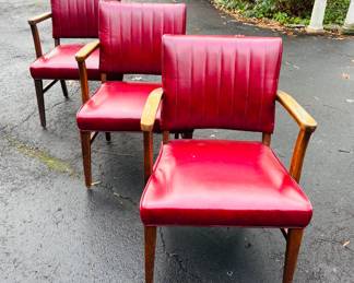 (6) vintage red boardroom armchairs...