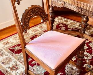 Renaissance Revival style extension table with 6 matching side chairs (detail)...