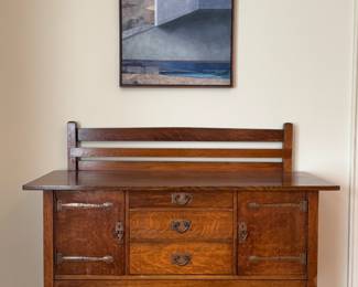 Gustav Stickley Arts and Crafts Mission Sideboard, Label and Stamped