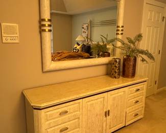 CREAM COLORED DRESSER WITH MIRROR
