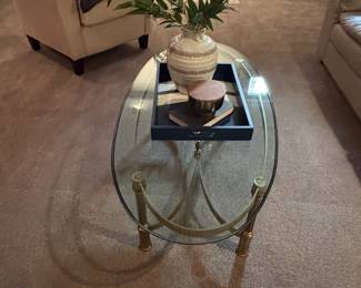 GLASS AND BRASS COFFEE TABLE