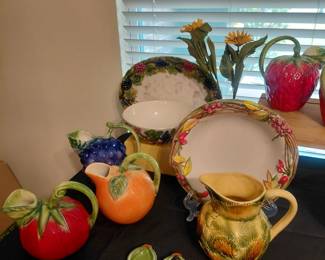 Signed Italian Pitchers, Bowls, Platter, and serving pieces