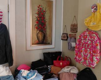 Orig. Oil Painting 1950-60s, ladies purses,clothes..