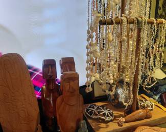 Cowrie Shell jewelry, Lizardman,Rapa Nui, and other artifacts from Easter Island