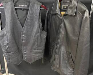 DW169Mens Leather Jacket And Vest