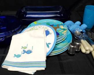 DW124Blue Ocean Theme Dining And Bakeware
