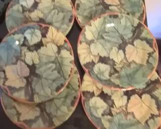 Gien Feuillage Plates, Decor Grape Wine Bottles