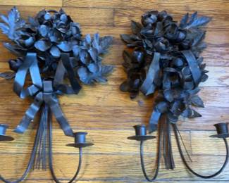 2 Vintage Metal Wall Sconces