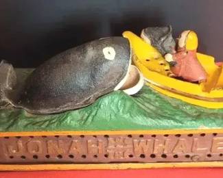 Jonah The Whale Cast Iron Coin Bank