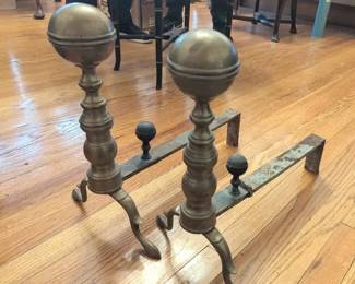 Brass Cannonball Andirons