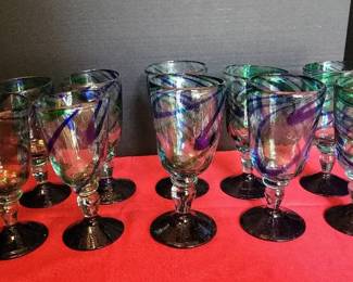 Green Blue Swirl Barware