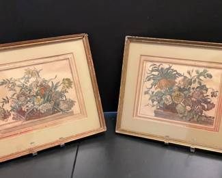 2 Antique Botanical Prints Framed In Glass