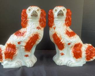 Pair of Large Victorian Seated Spaniels