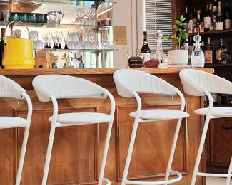 A set of 4 hard to find 1980s abstract bar stools.