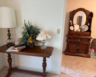 Antique Console Table, Antique Hutch