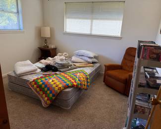 Ethan Allen Mattress set, quilt, linen, vintage recliner, MCM nightstand and more
