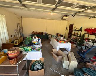 garage, with Christmas, baskets, gardening, extension cords, lighting, and more