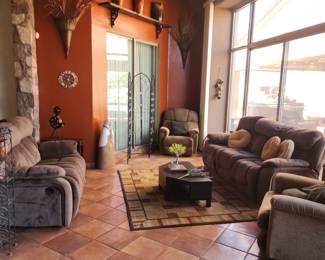 Southwestern Living Room Furniture Set – Reclining Sofa, Loveseat & Chairs with Rustic Decor