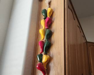 Southwestern Multicolor Ceramic Chili Pepper Ristra Wall Hanging – Kitchen or Patio Decor