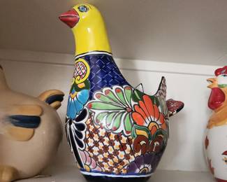 Talavera Mexican Pottery Hen – Hand Painted Multicolor Ceramic Folk Art Chicken