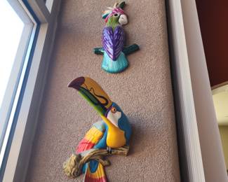 Talavera-Style Wall Parrot & Toucan Set – Hand-Painted Mexican Ceramic Birds, Colorful Southwest Decor